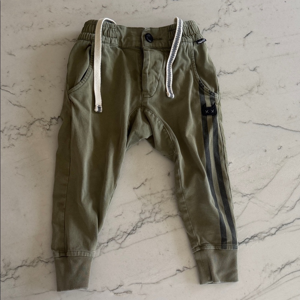 Munster Olive Green Joggers with Black Side Stripes